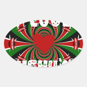 Adesivo Oval Adoro Heart Kenya: Arte Dinâmica De Bandeiras