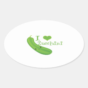 Adesivo Oval Adoro Zucchini sorrindo Kawaii Zucchini