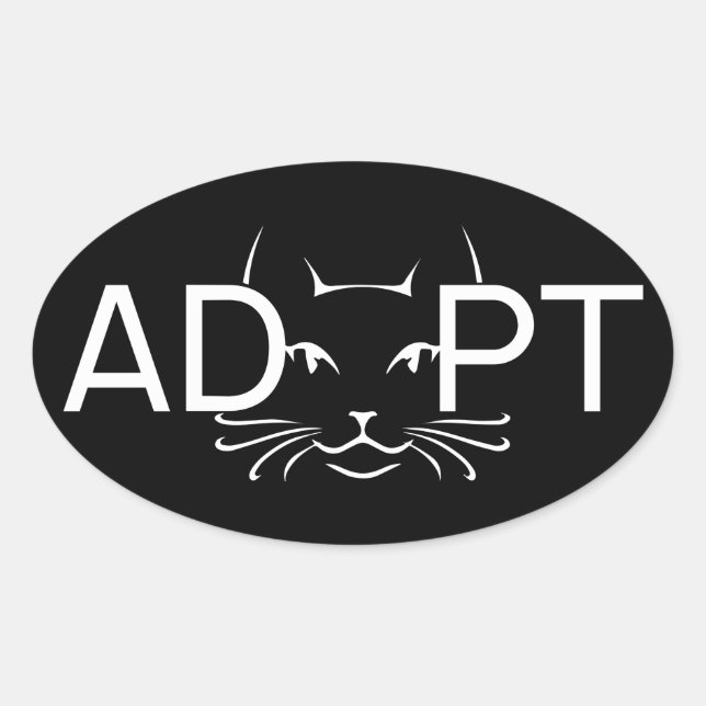 Adesivo Oval Adotar Branca de Gato (Frente)