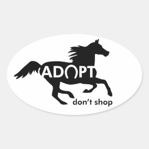 Adesivo Oval Adotar Não Comprar Cavalo