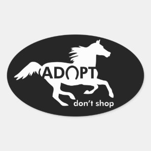 Adesivo Oval Adotar Não Comprar Cavalo Branco