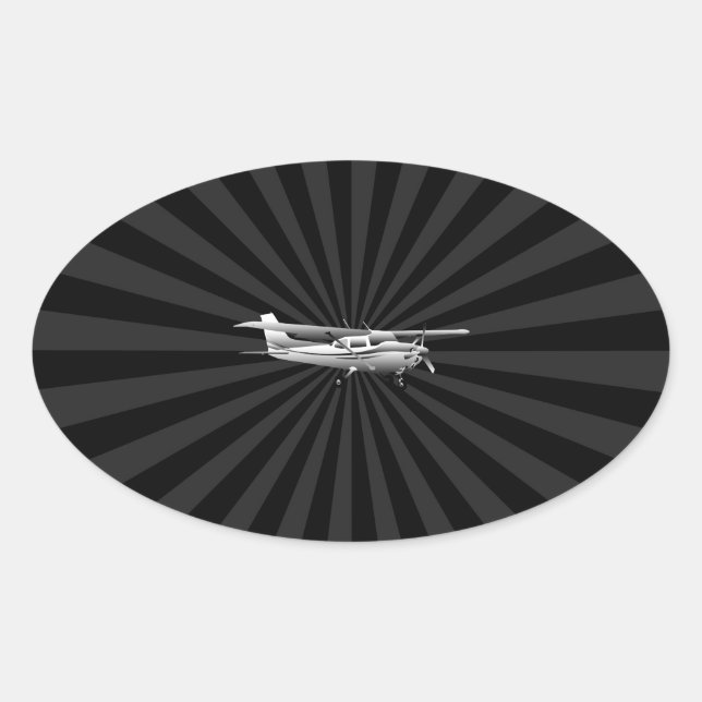 Adesivo Oval Aeronave Clássica Cessna Silhouette Sunburst (Frente)