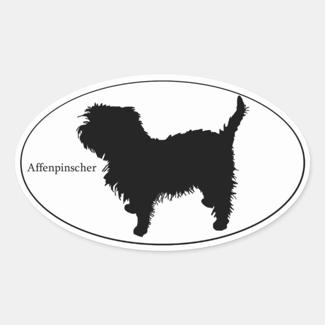 Adesivo Oval Affenpinscher SIlhouette (Frente)