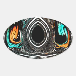 Adesivo Oval African Ethnic Doodle Zebra texturou Art Impressão