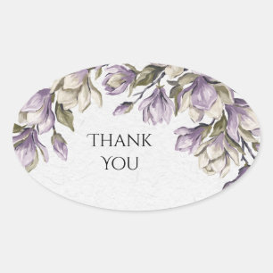 Adesivo Oval Água-forte Floral de Lavanda Casamento Agradecimen