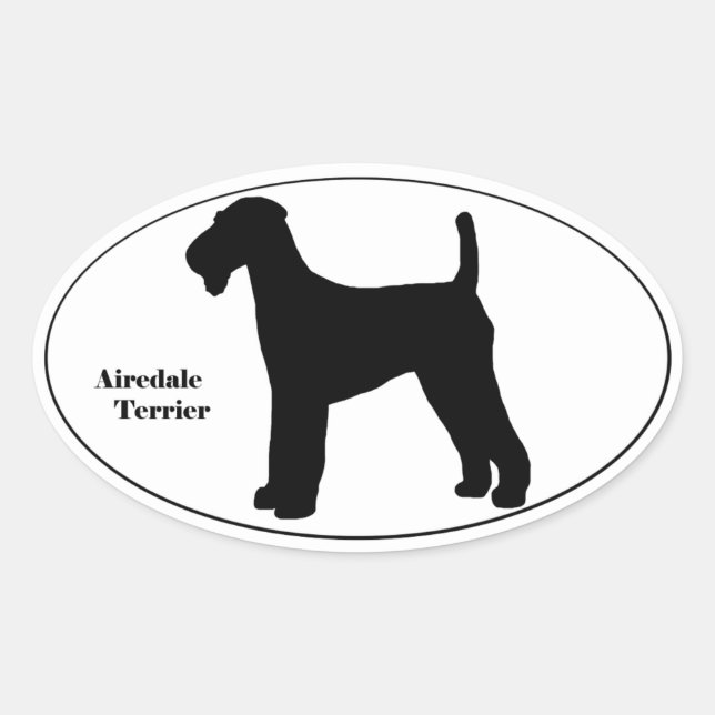 Adesivo Oval Airedale Terrier SIlhouette (Frente)