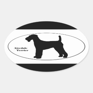 Adesivo Oval Airedale Terrier SIlhouette