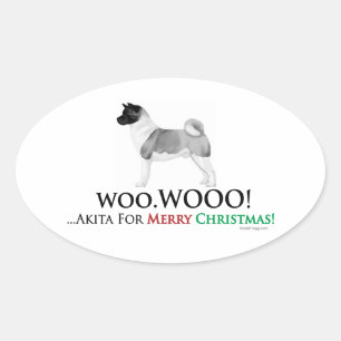 Adesivo Oval Akita Christmas Oval Sticker