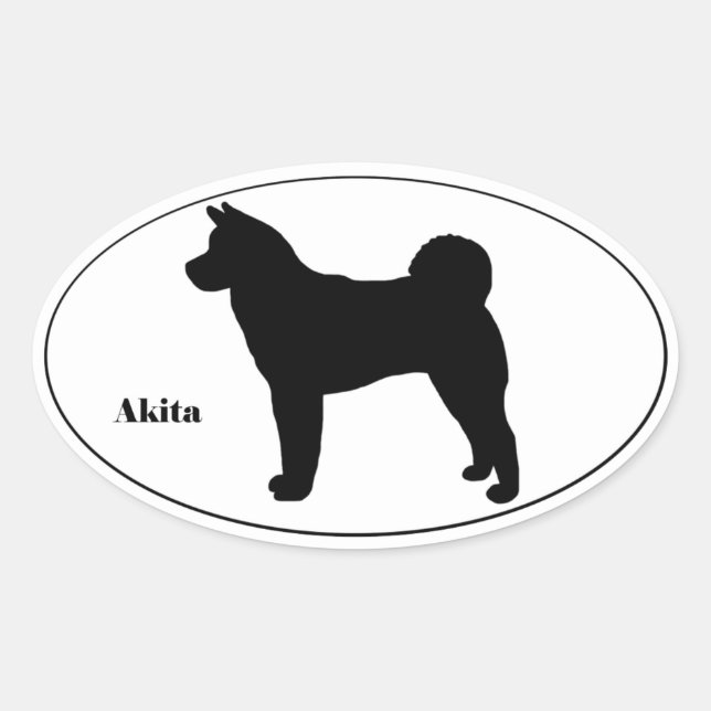 Adesivo Oval Akita SIlhouette (Frente)