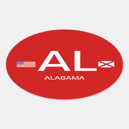 Adesivo Oval Alabama Flag, estilo europeu, Bumper Sticker*