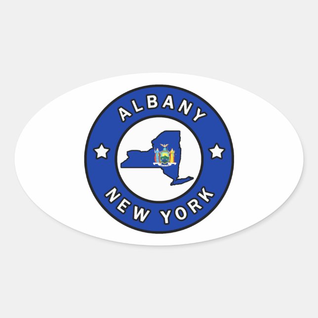 Adesivo Oval Albany New York (Frente)