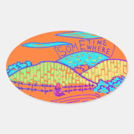 Adesivo Oval Algum lugar / Algum rabisco em laranja