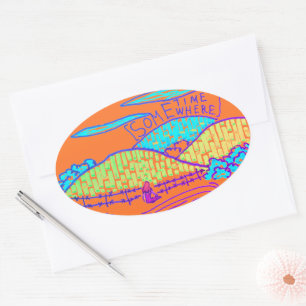 Adesivo Oval Algum lugar / Algum rabisco em laranja