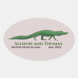 Adesivo Oval Alligator Wedding Sticker. Carolina do Sul da Flór