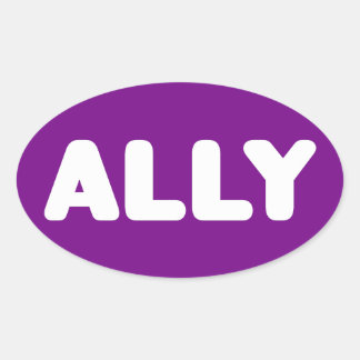 Adesivo Oval Ally LGBTQ Hetero Ally Spirit Day White & Purple