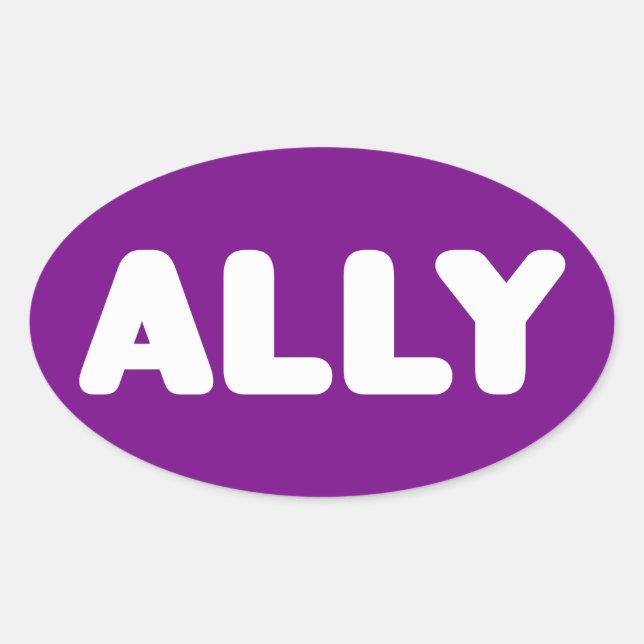 Adesivo Oval Ally LGBTQ Hetero Ally Spirit Day White & Purple (Frente)