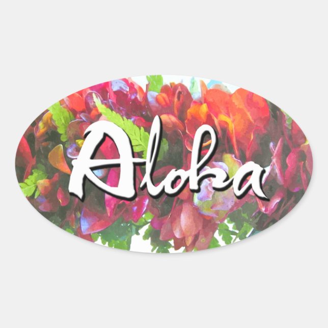Adesivo Oval Aloha Haku Lei Oval Sticker (Frente)