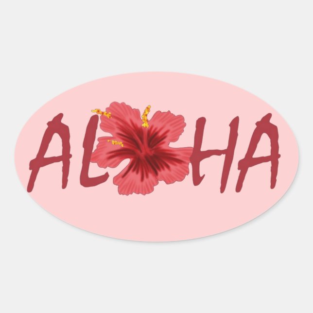 Adesivo Oval Aloha hibiscus sticker. (Frente)