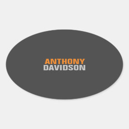 Adesivo Oval Alternativo Texto em Negrito Cinza Laranja Bonito 