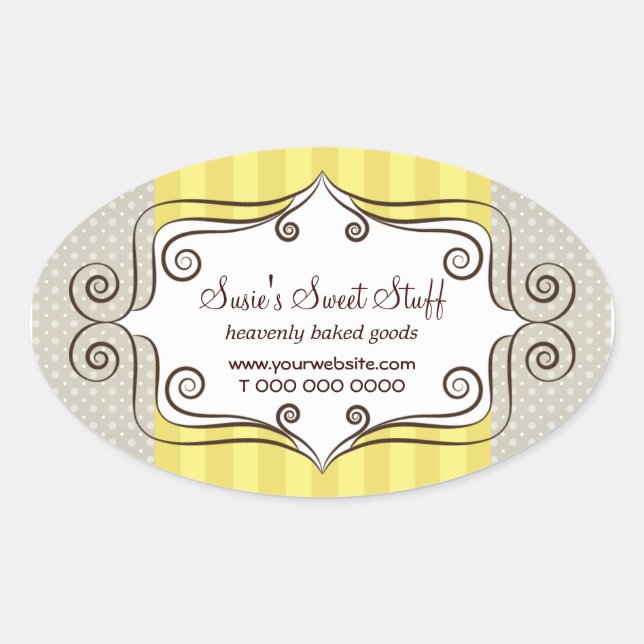 Adesivo Oval Amarelo doce e Bolinhas (Frente)