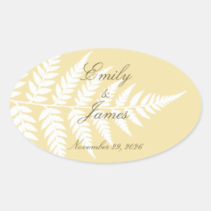 Adesivo Oval Amarelo Manteiga Branco Feto Refined Floresta