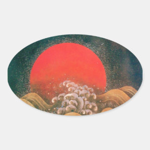 Adesivo Oval AMATERASU, SUN GODDESE, vermelho, preto