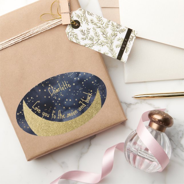 Adesivo Oval Ame-te à Lua e ao Costume (Presentear)