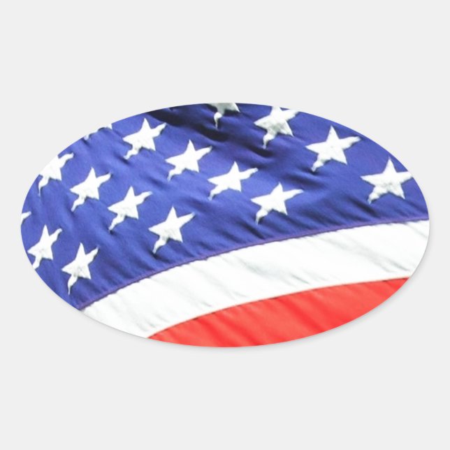 Adesivo Oval American Flag, você pode adicionar texto e carrega (Frente)