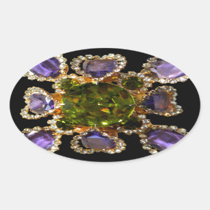 Adesivo Oval Ametista, Diamantes, Artesanais, Emeralds