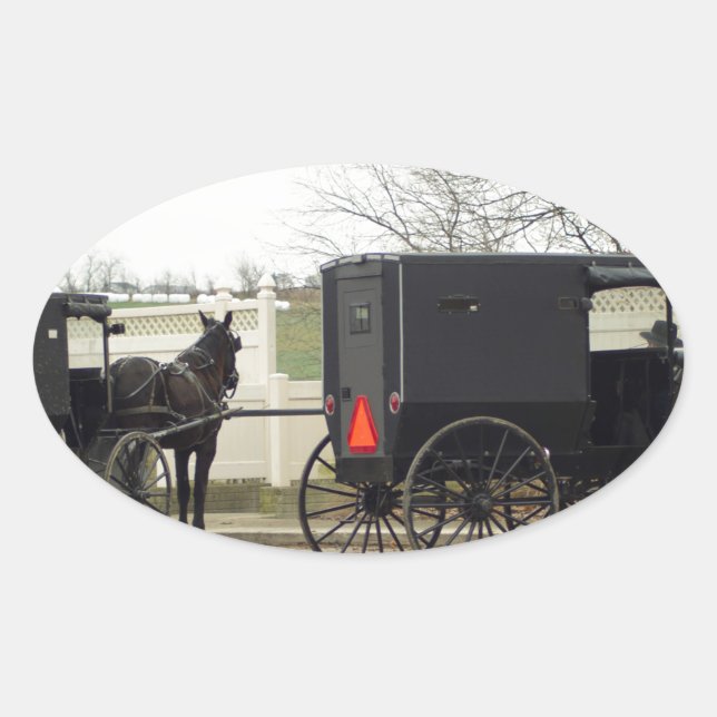 Adesivo Oval Amish Buggy "Parking Lot" (Frente)