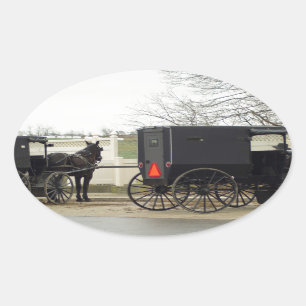 Adesivo Oval Amish Buggy "Parking Lot"