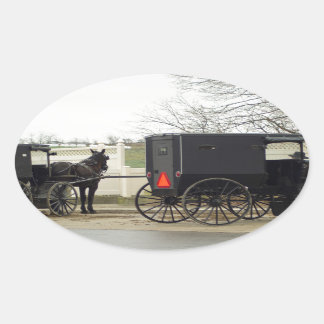 Adesivo Oval Amish Buggy "Parking Lot"