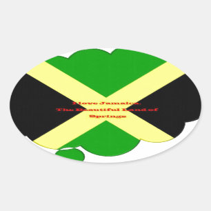 Adesivo Oval Amo Texto Jamaica no Flag Art Impressão
