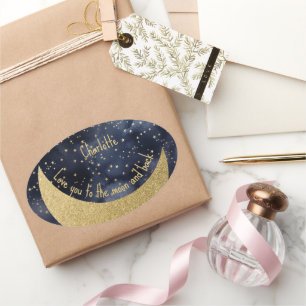 Adesivo Oval Amo Você até a Lua e de Volta Personalizado