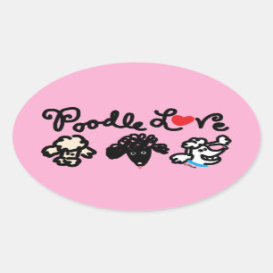 Adesivo Oval Amor de Poodle