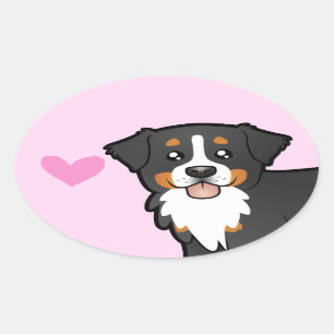 Adesivo Oval Amor do cão de montanha de Bernese