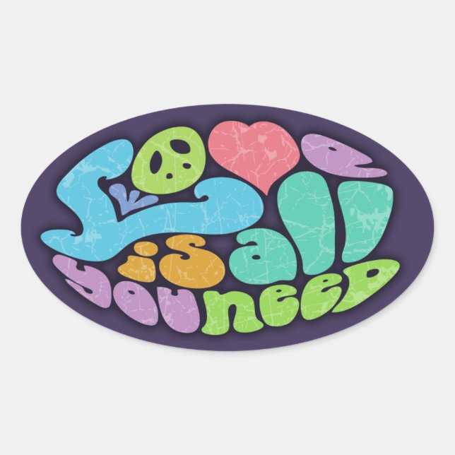 Adesivo Oval Amor é tudo que você precisa (Frente)