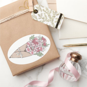 Adesivo Oval Amor Em Qualquer Pacote De Flores