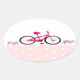 Adesivo Oval Andar de Bicicleta para uma Cura Bicicleta Rosa