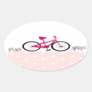 Adesivo Oval Andar de Bicicleta para uma Cura Bicicleta Rosa