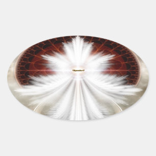 Adesivo Oval Angel Wings Snowflake Arte Fractal