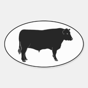 Adesivo Oval Angus preto Bull