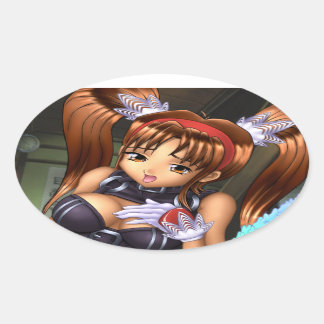 Adesivo Oval Anime Girl - Amor