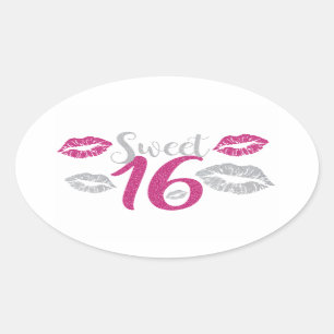 Adesivo Oval Aniversário de 16 anos