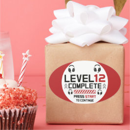 Adesivo Oval Aniversário de Gamer ou Formatura
