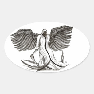 Adesivo Oval Anjo Uriel