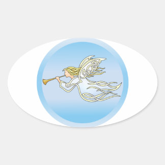 Adesivo Oval Anjo Voador