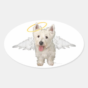 Adesivo Oval Anjos da Guarda Westie