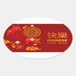 Adesivo Oval Ano Novo Chinês do Tigre