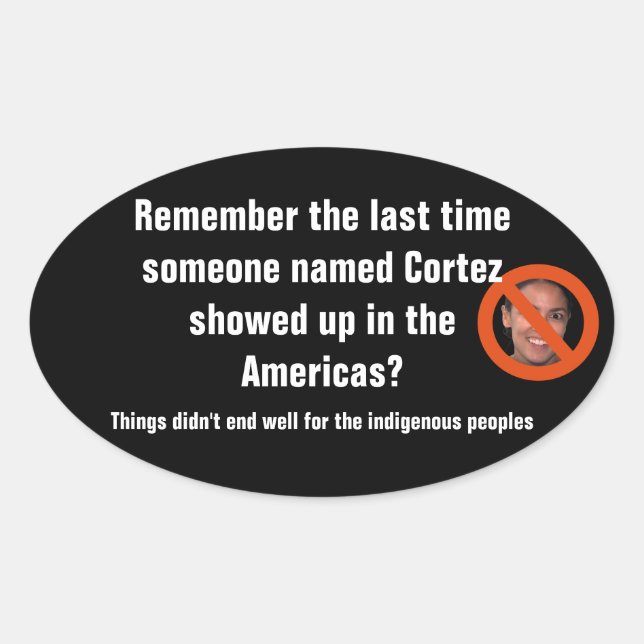 Adesivo Oval Anti Alexandria Ocasio-Cortez (Frente)